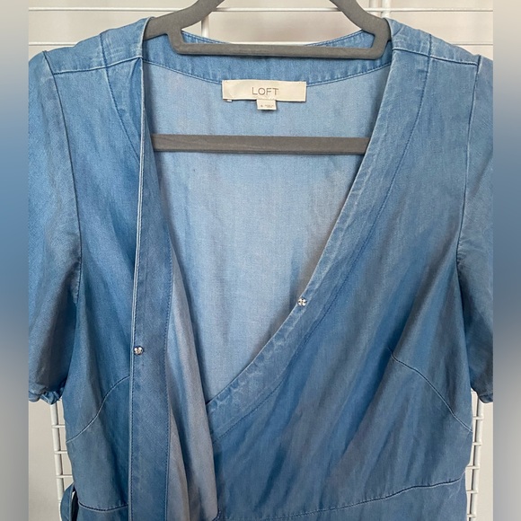 Loft Wrap Dress Blue Size 6 - Picture 3 of 8